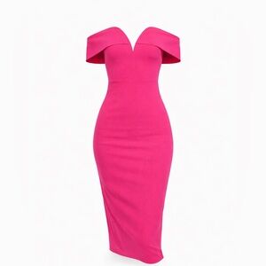 NWT Lulus - My Favorite Night - Pink Off-Shoulder Midi Dress size Large